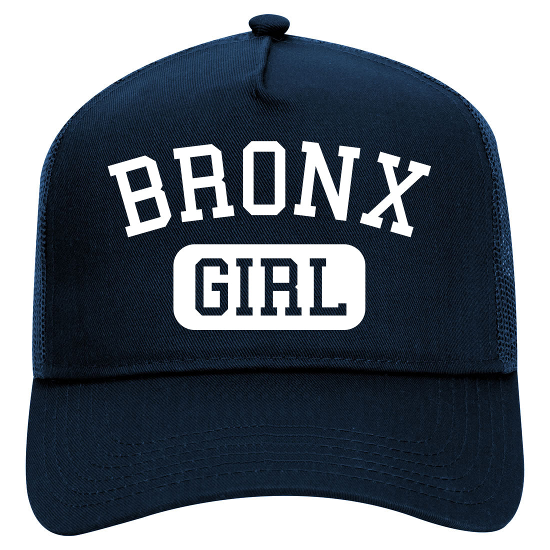 Bronx Girl New York Mens Mesh Trucker Hat Navy Blue