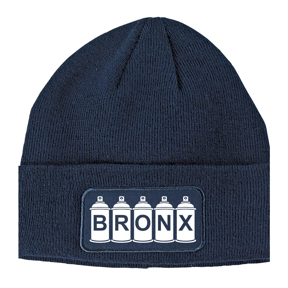 Bronx Graffiti Art Spray Can NY Winter Knit Adult Beanie Hat Navy Blue
