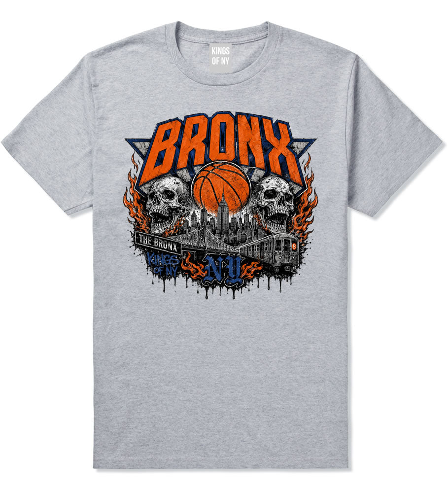 Grey Bronx NY Skull Basketball Men's T-Shirt