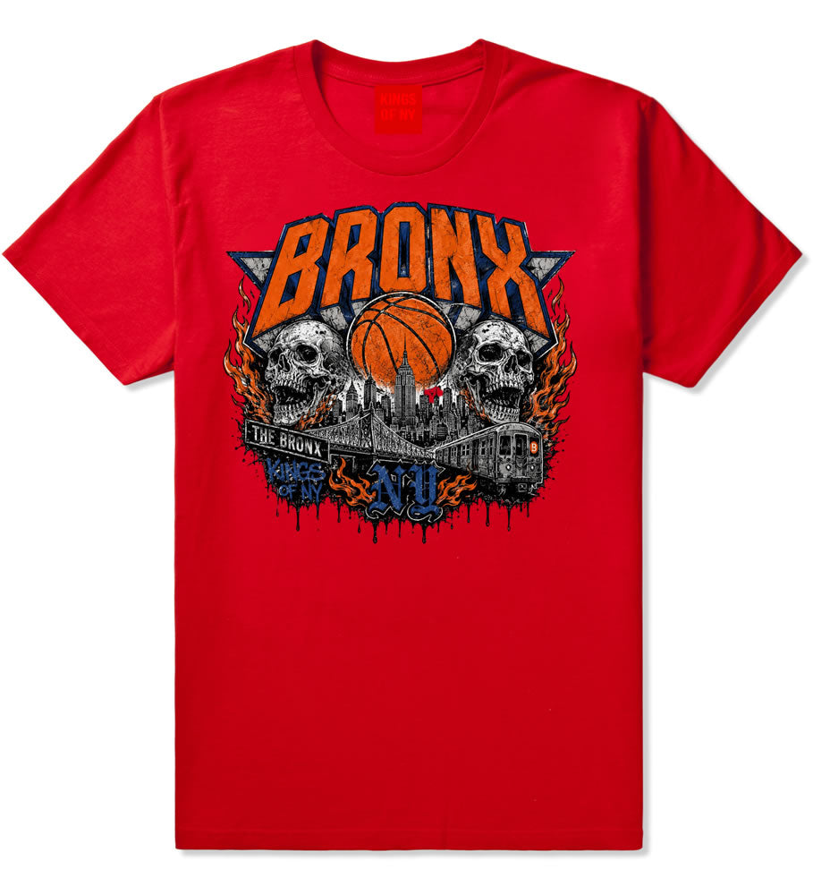 Red Bronx NY Skull Basketball Men's T-Shirt
