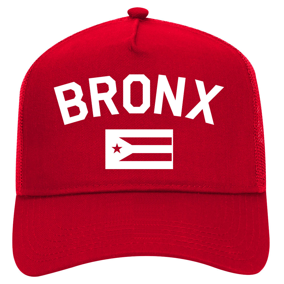 Bronx Puerto Rico Flag Mens Mesh Trucker Hat Red