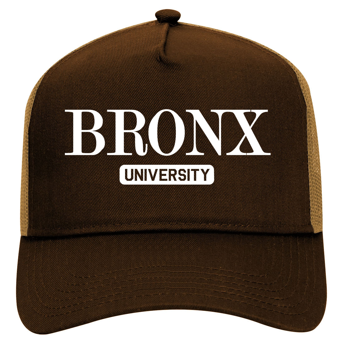Bronx University New York Mens Mesh Trucker Hat Brown