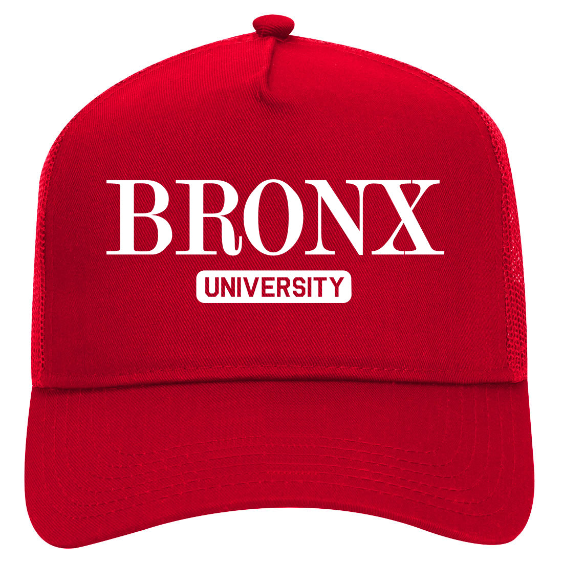 Bronx University New York Mens Mesh Trucker Hat Red