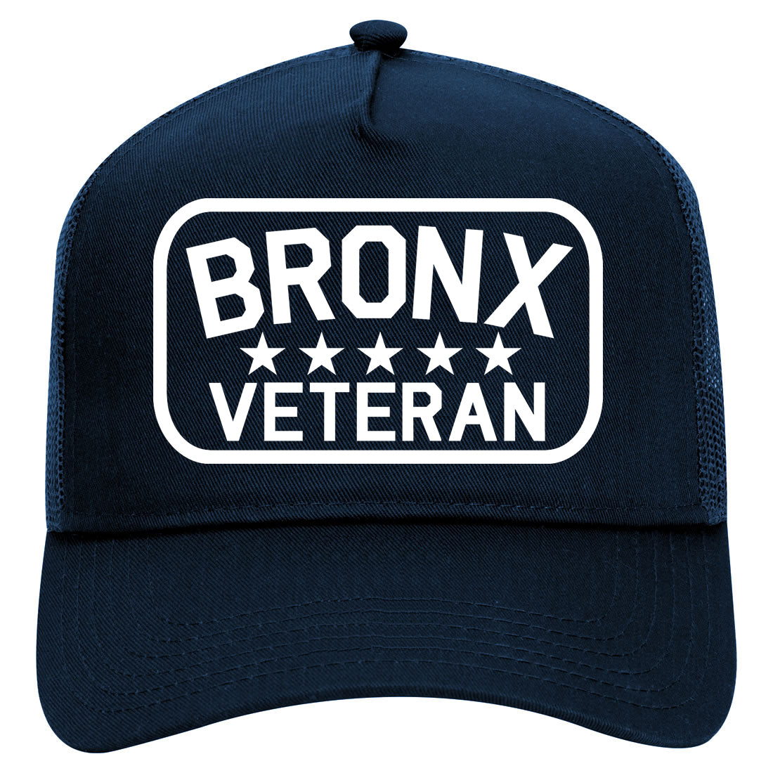 Bronx Veteran Mens Mesh Trucker Hat Navy Blue