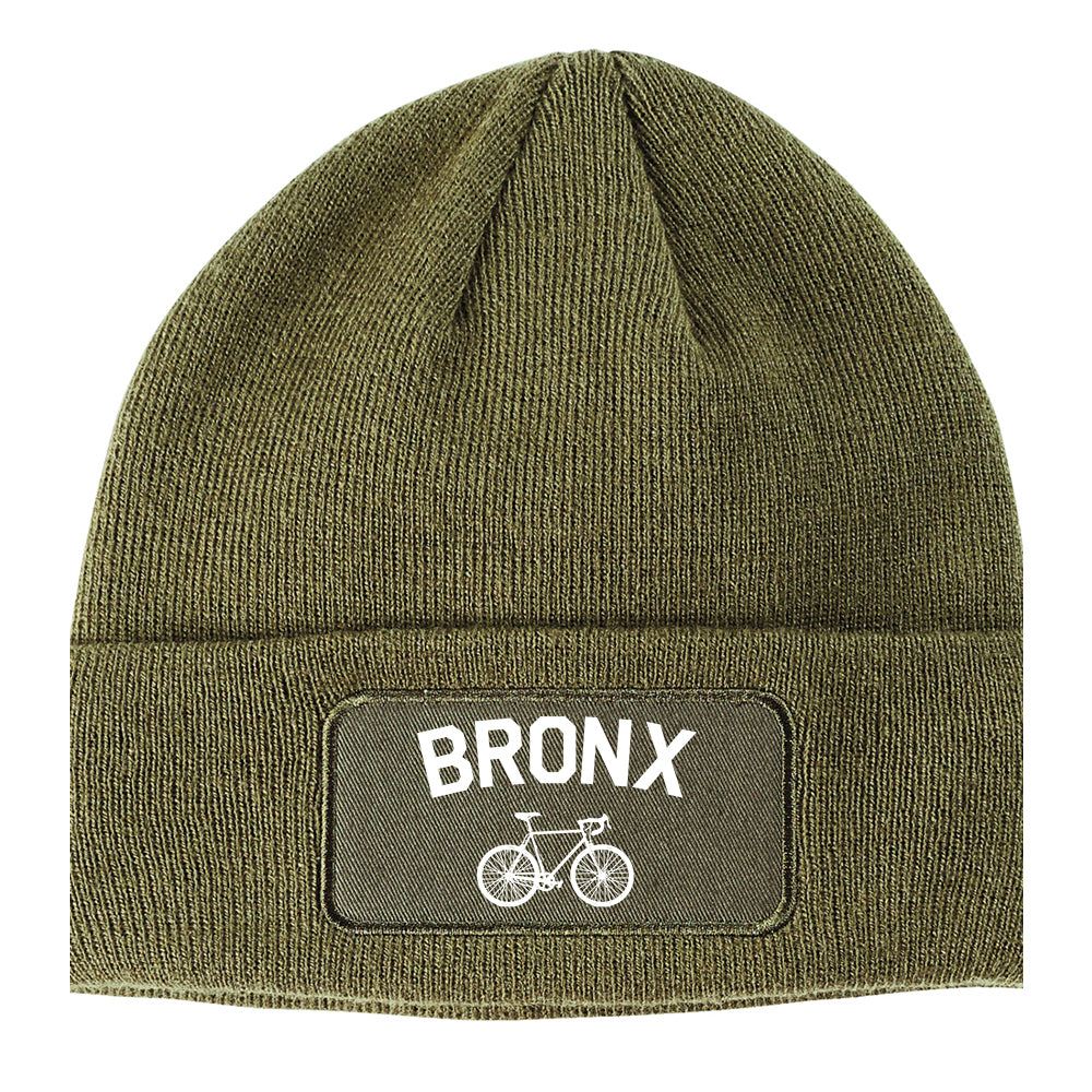 Bronx Vintage Bike Cycling Winter Knit Adult Beanie Hat Olive Green