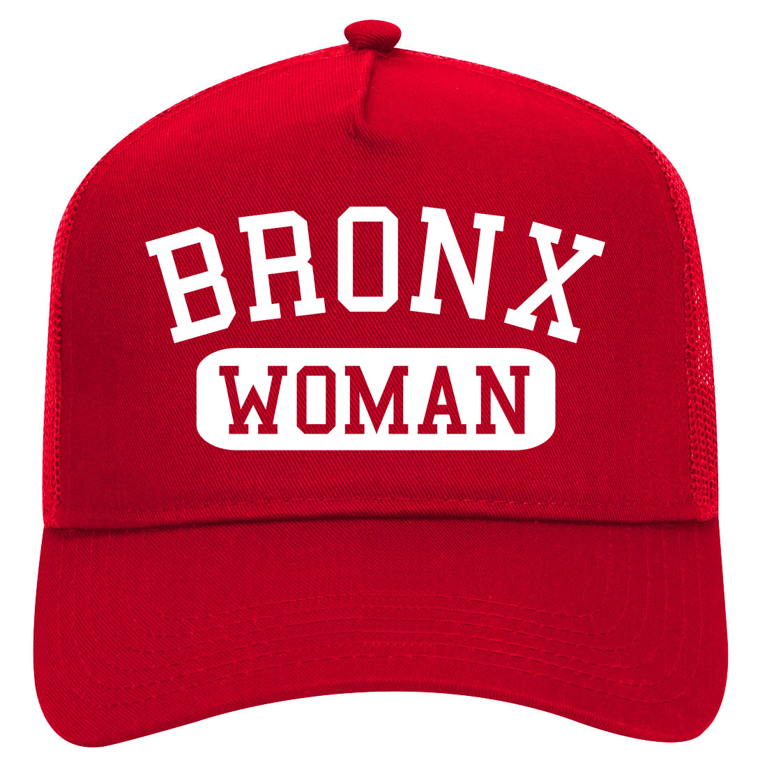 Bronx Woman Mens Mesh Trucker Hat Red