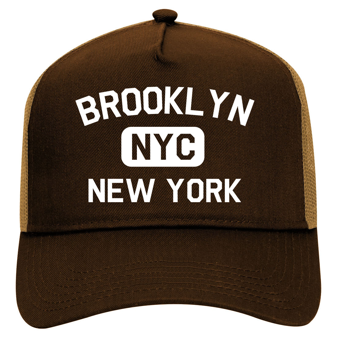Brooklyn Gym NYC New York Mens Mesh Trucker Hat Brown