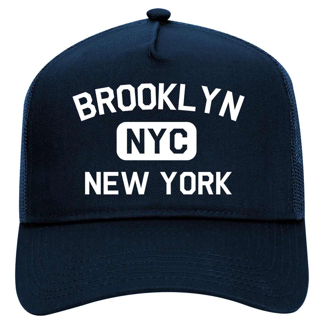 Brooklyn Gym NYC New York Mens Mesh Trucker Hat Navy Blue