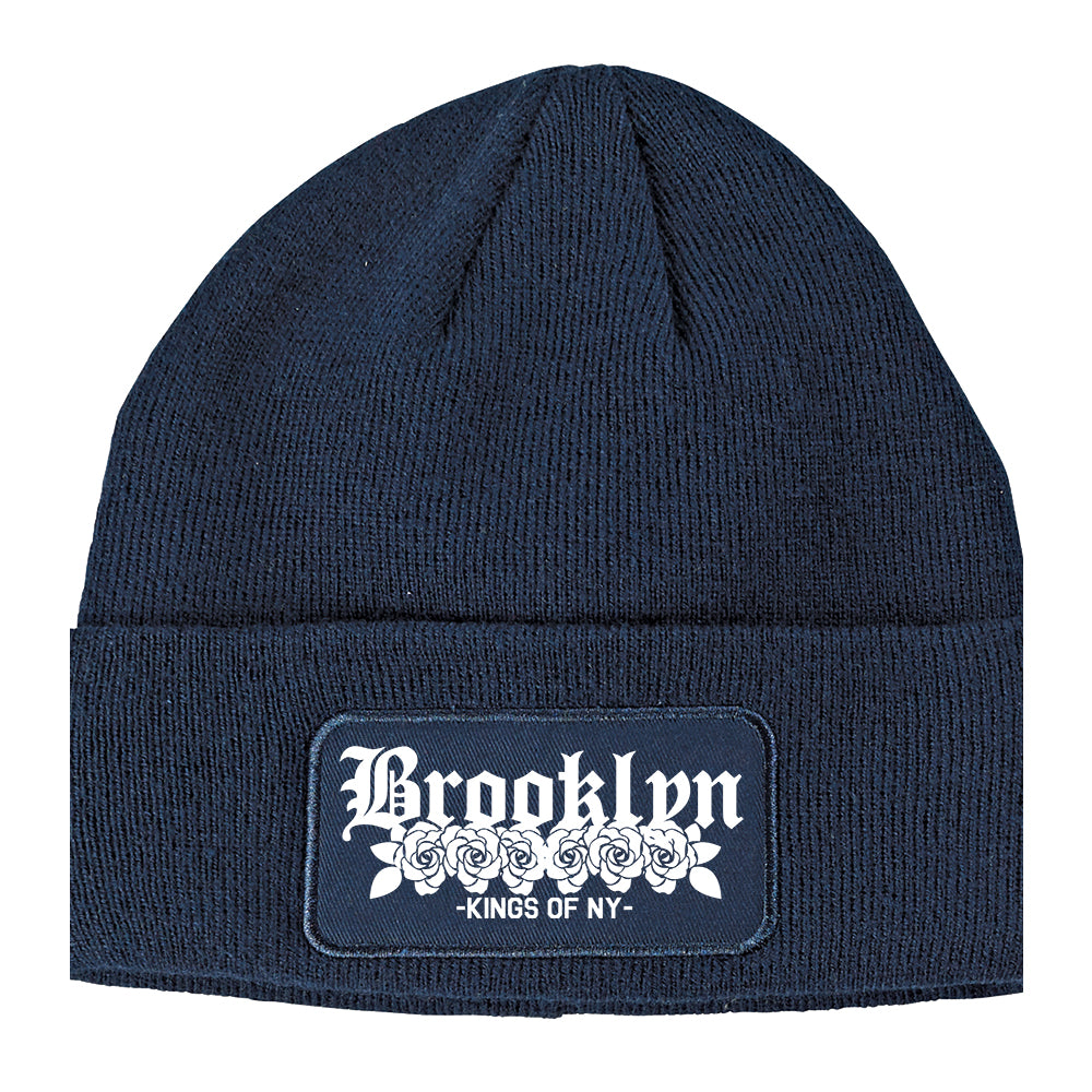Brooklyn Roses Kings Of NY Winter Knit Adult Beanie Hat Navy Blue