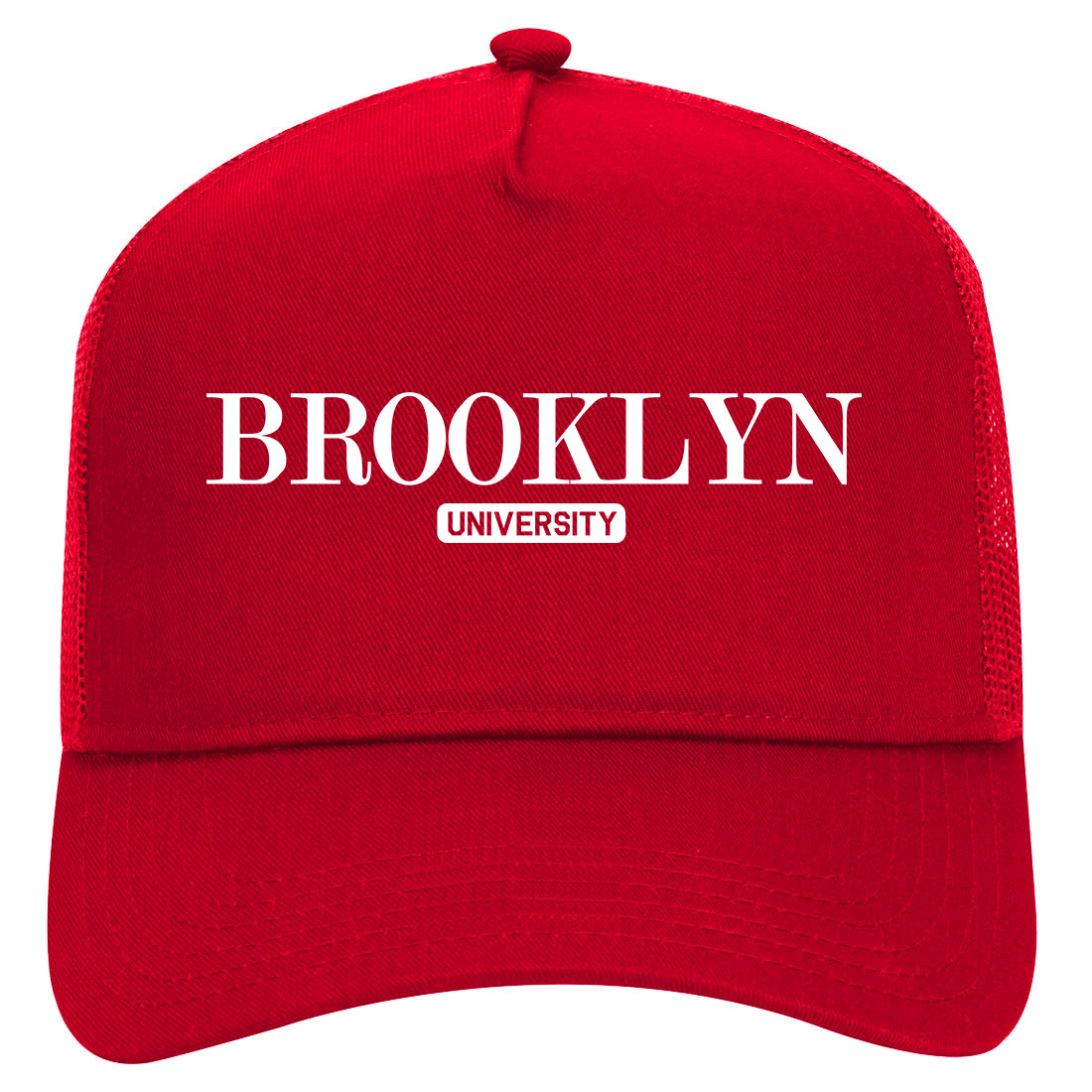 Brooklyn University New York Mens Mesh Trucker Hat Red