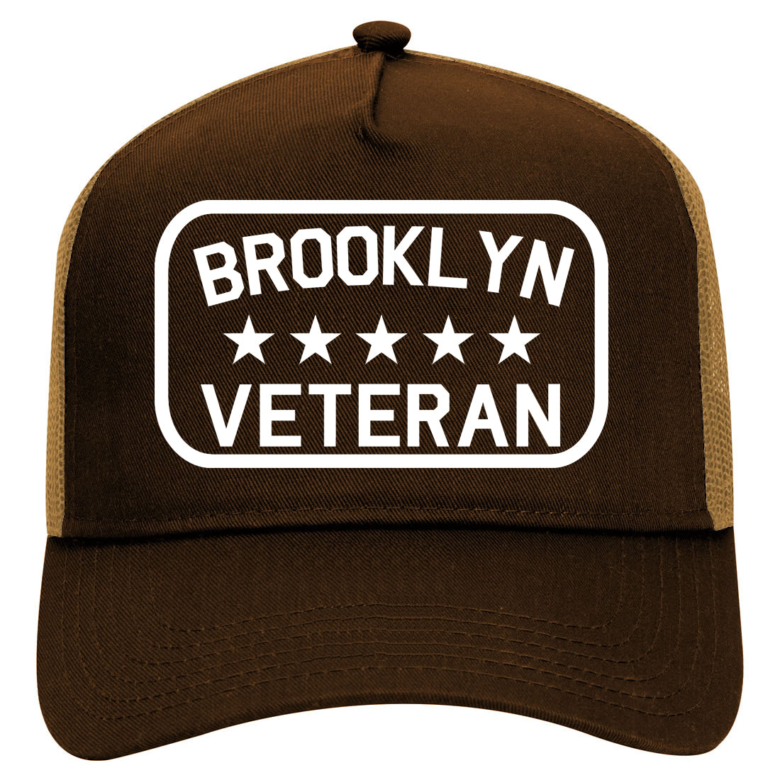 Brooklyn Veteran Mens Mesh Trucker Hat Brown