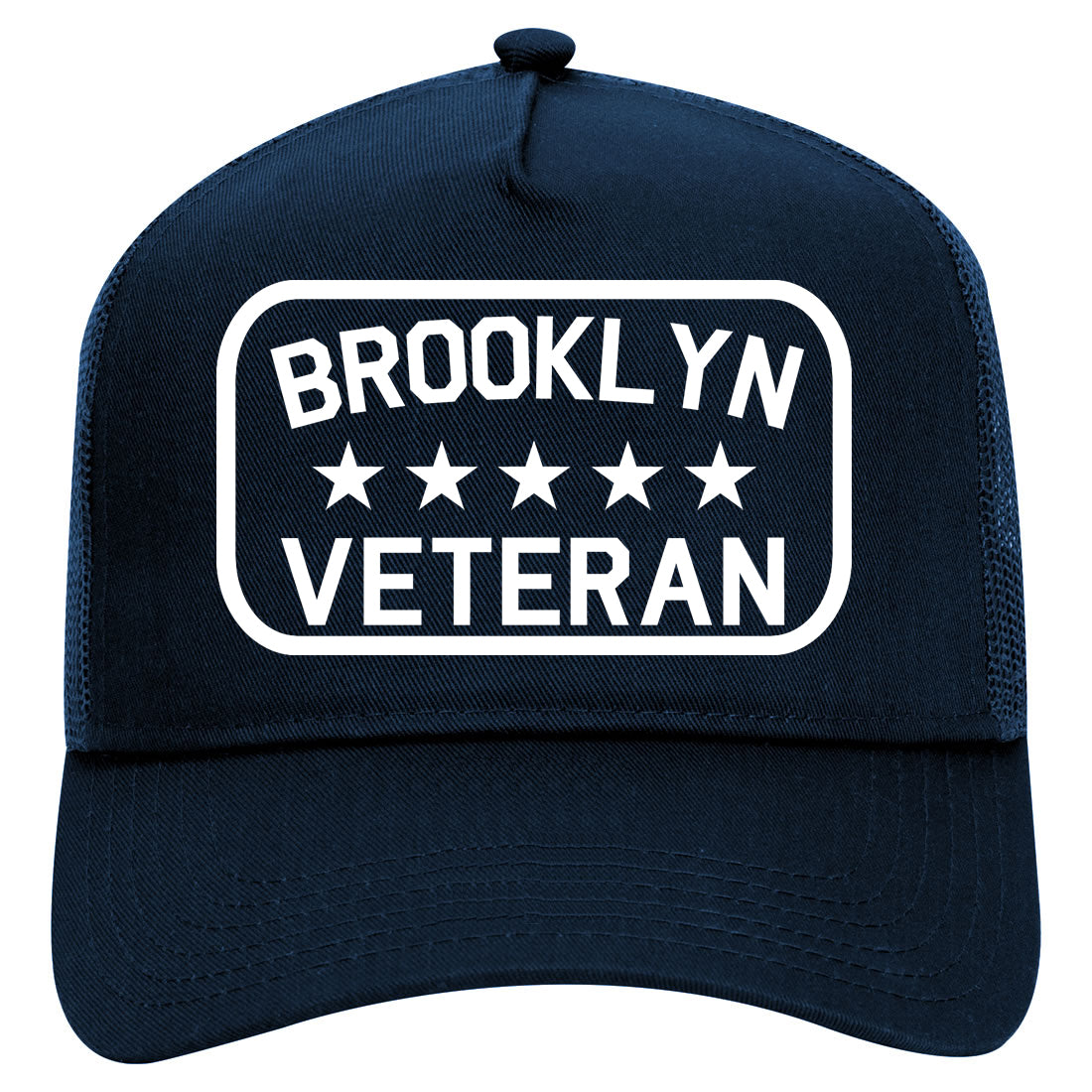 Brooklyn Veteran Mens Mesh Trucker Hat Navy Blue