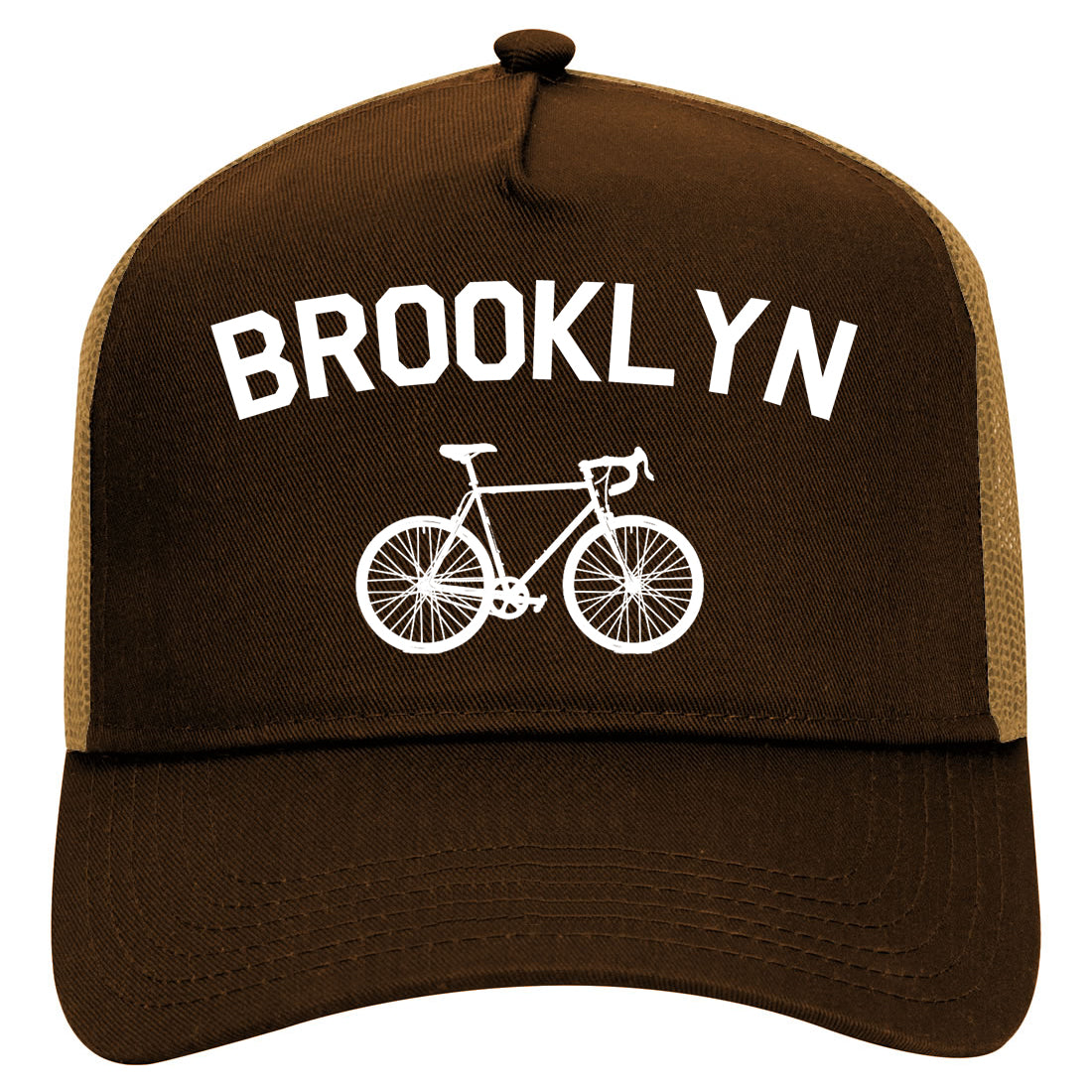Brooklyn Vintage Bike Cycling Mens Mesh Trucker Hat Brown
