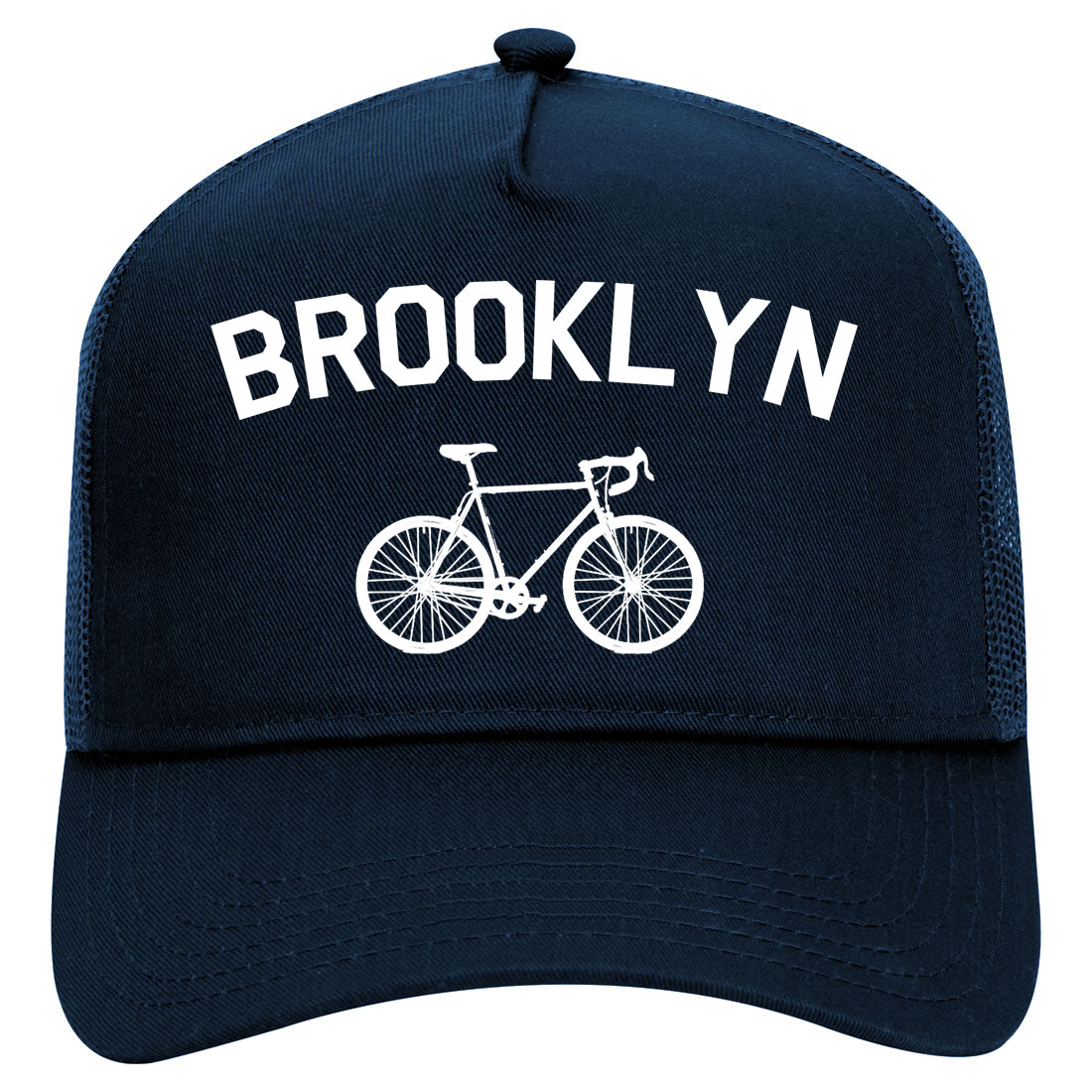 Brooklyn Vintage Bike Cycling Mens Mesh Trucker Hat Navy Blue