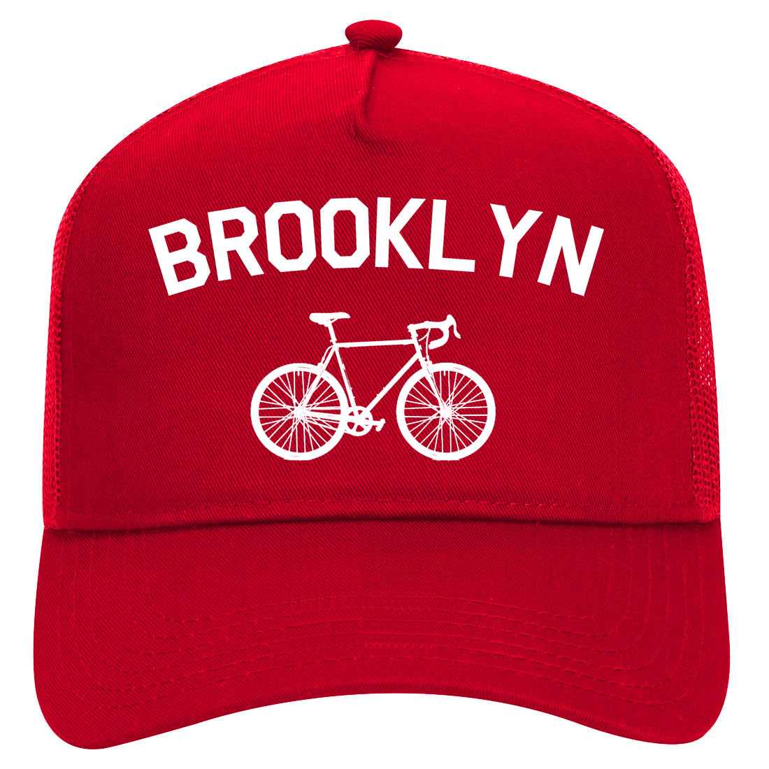 Brooklyn Vintage Bike Cycling Mens Mesh Trucker Hat Red