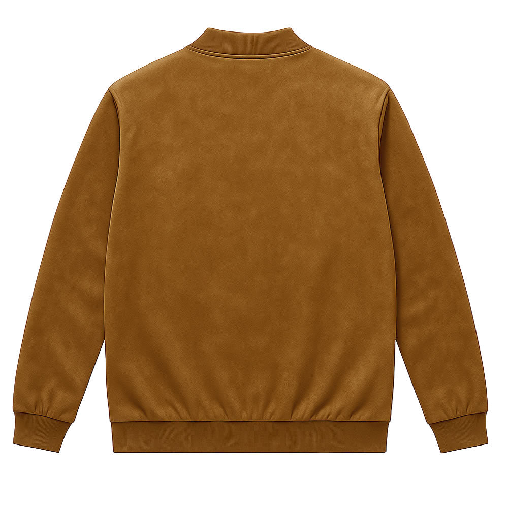 Brown Faux Suede Men's Bomber Jacket Back