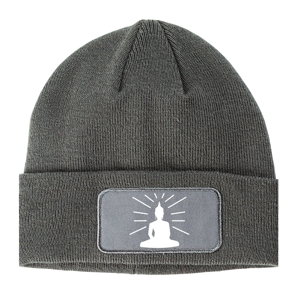 Buddha Winter Knit Adult Beanie Hat Grey