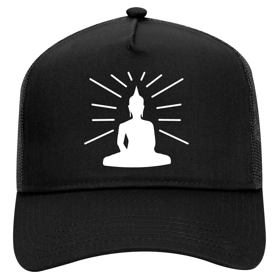 Buddha Mens Mesh Trucker Hat Black
