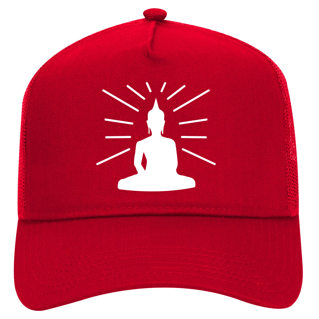 Buddha Mens Mesh Trucker Hat Red