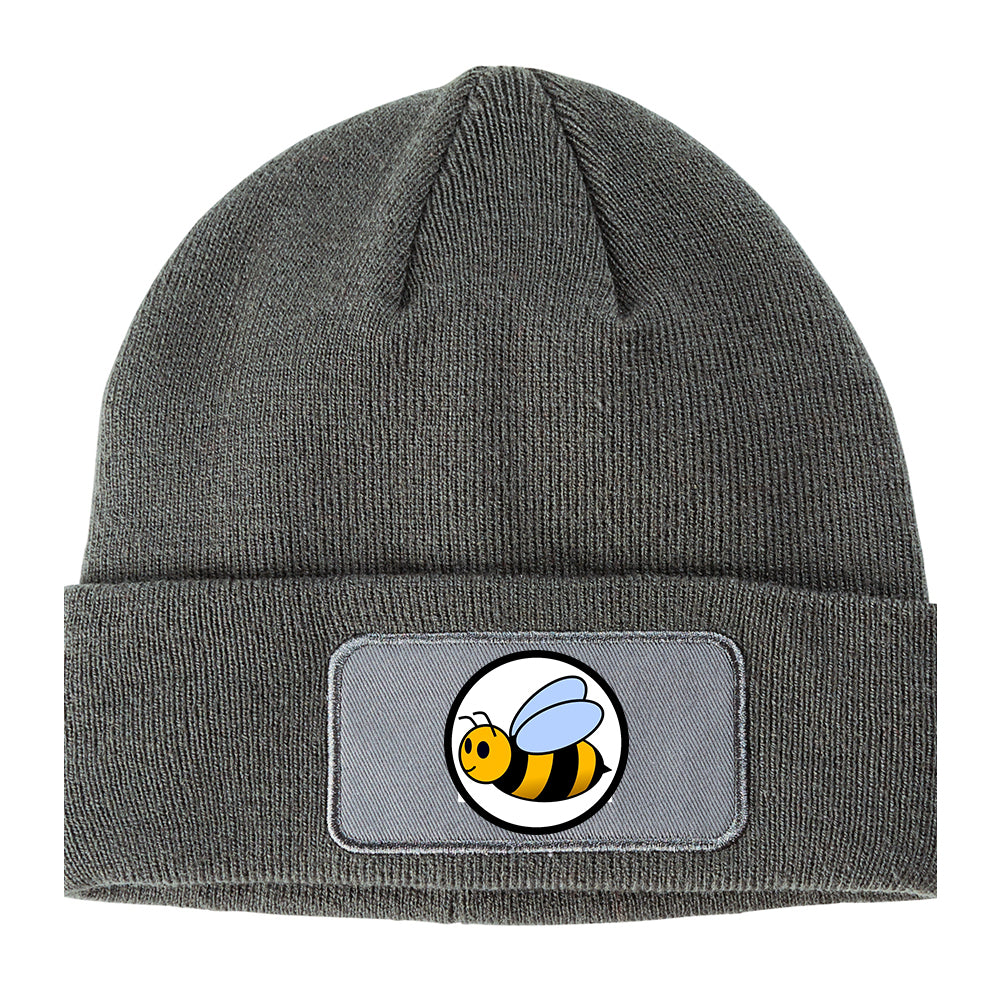 Bumble Bee Winter Knit Adult Beanie Hat Grey