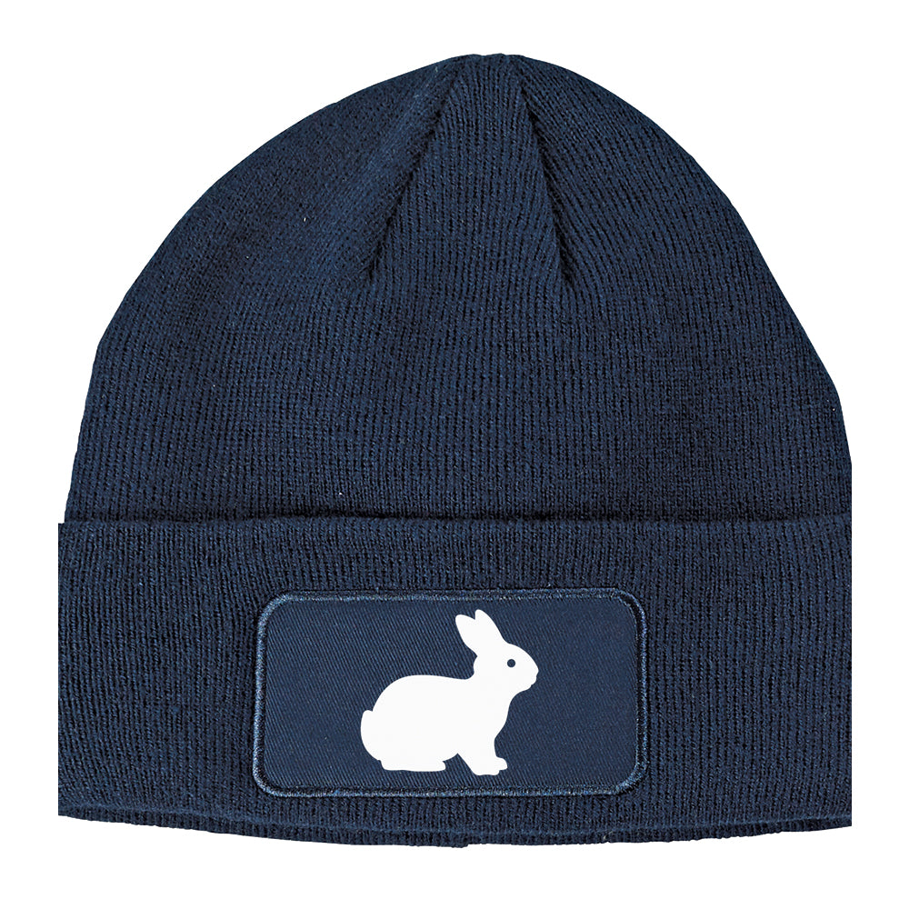 Bunny Rabbit Easter Winter Knit Adult Beanie Hat Navy Blue
