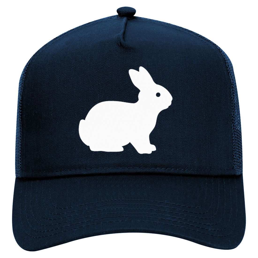 Bunny Rabbit Easter Mens Mesh Trucker Hat Navy Blue