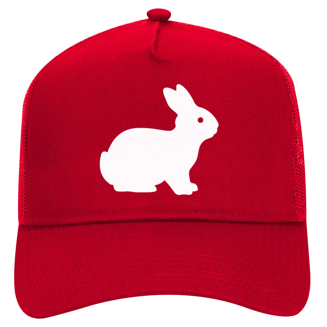 Bunny Rabbit Easter Mens Mesh Trucker Hat Red