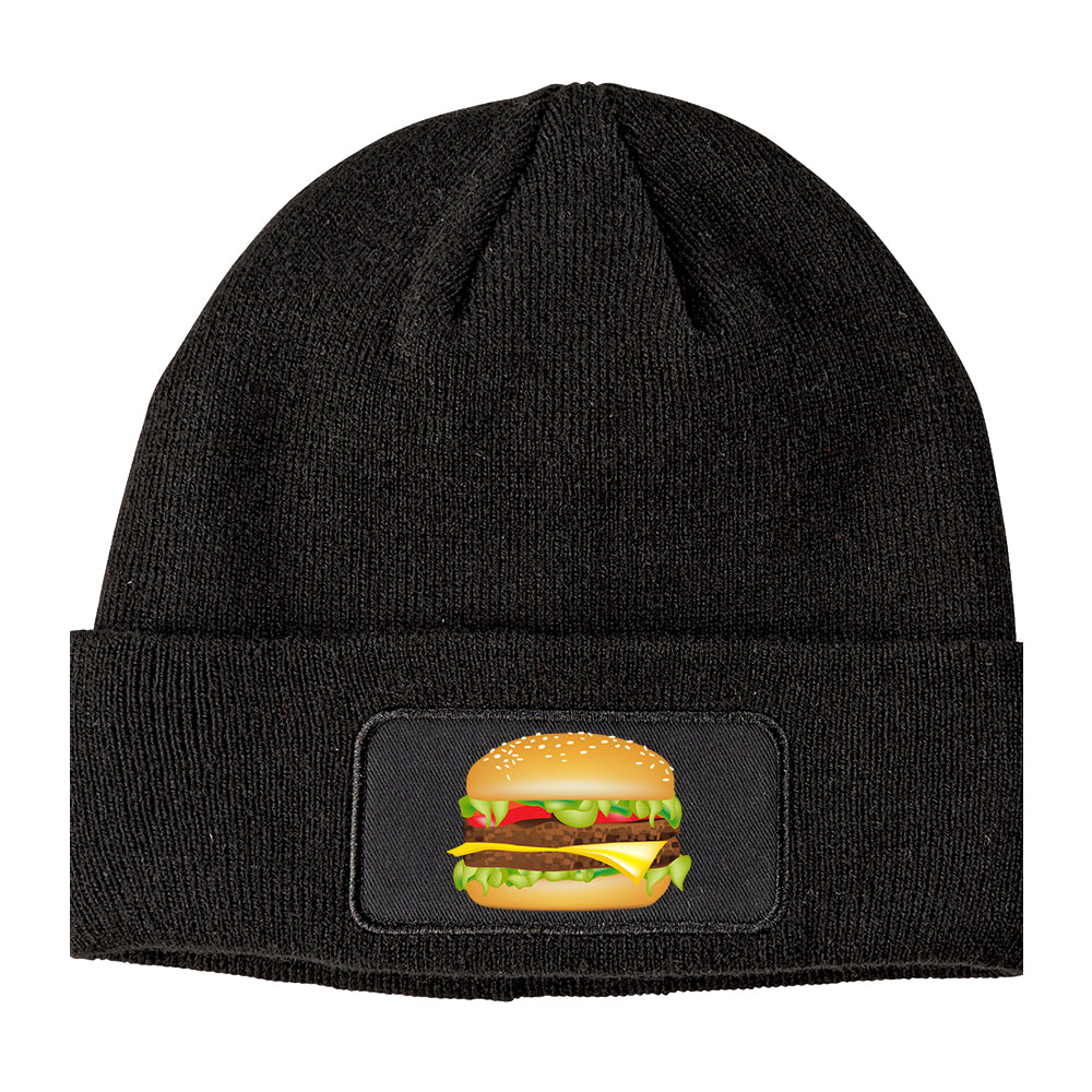 Burger Winter Knit Adult Beanie Hat Black