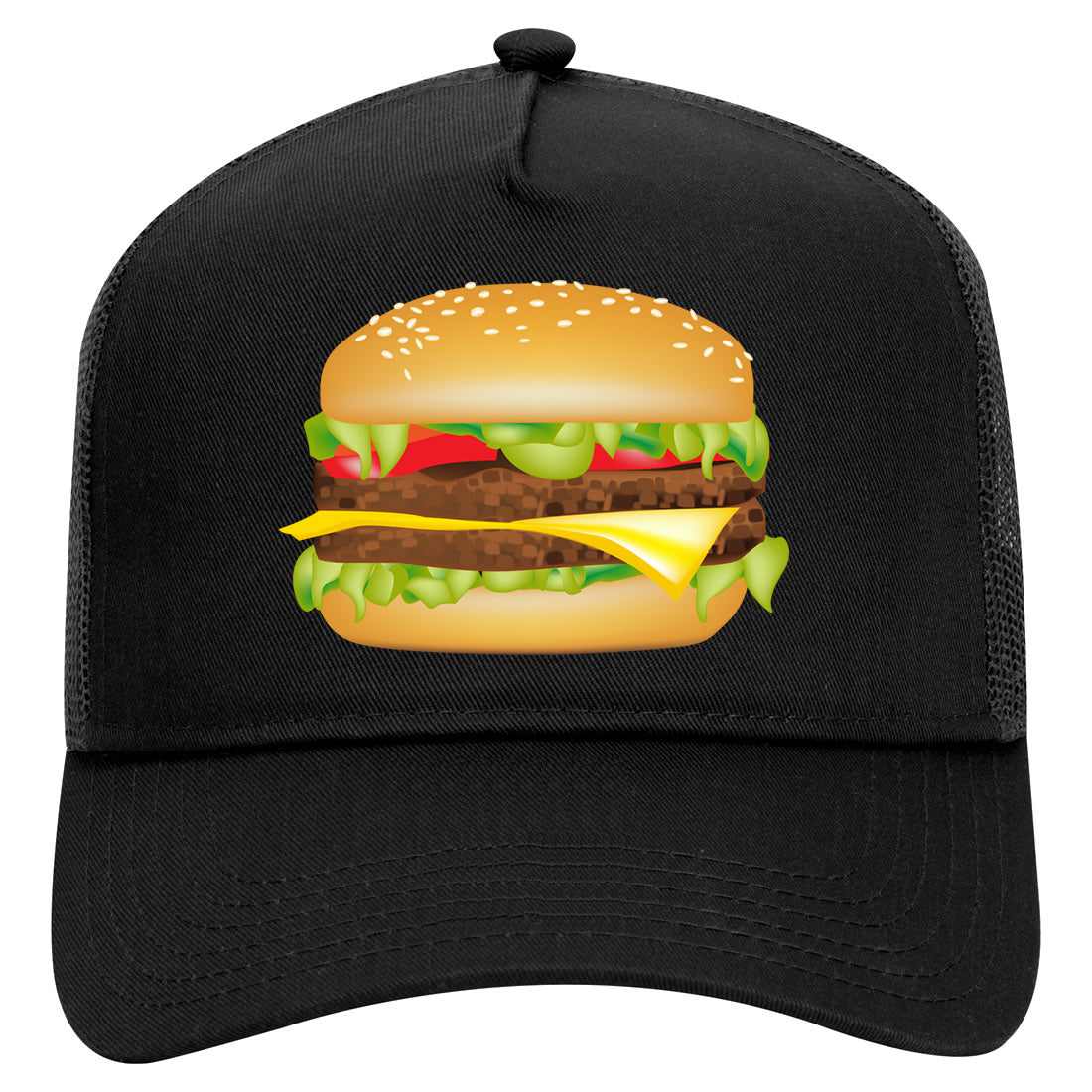 Burger Mens Mesh Trucker Hat Black