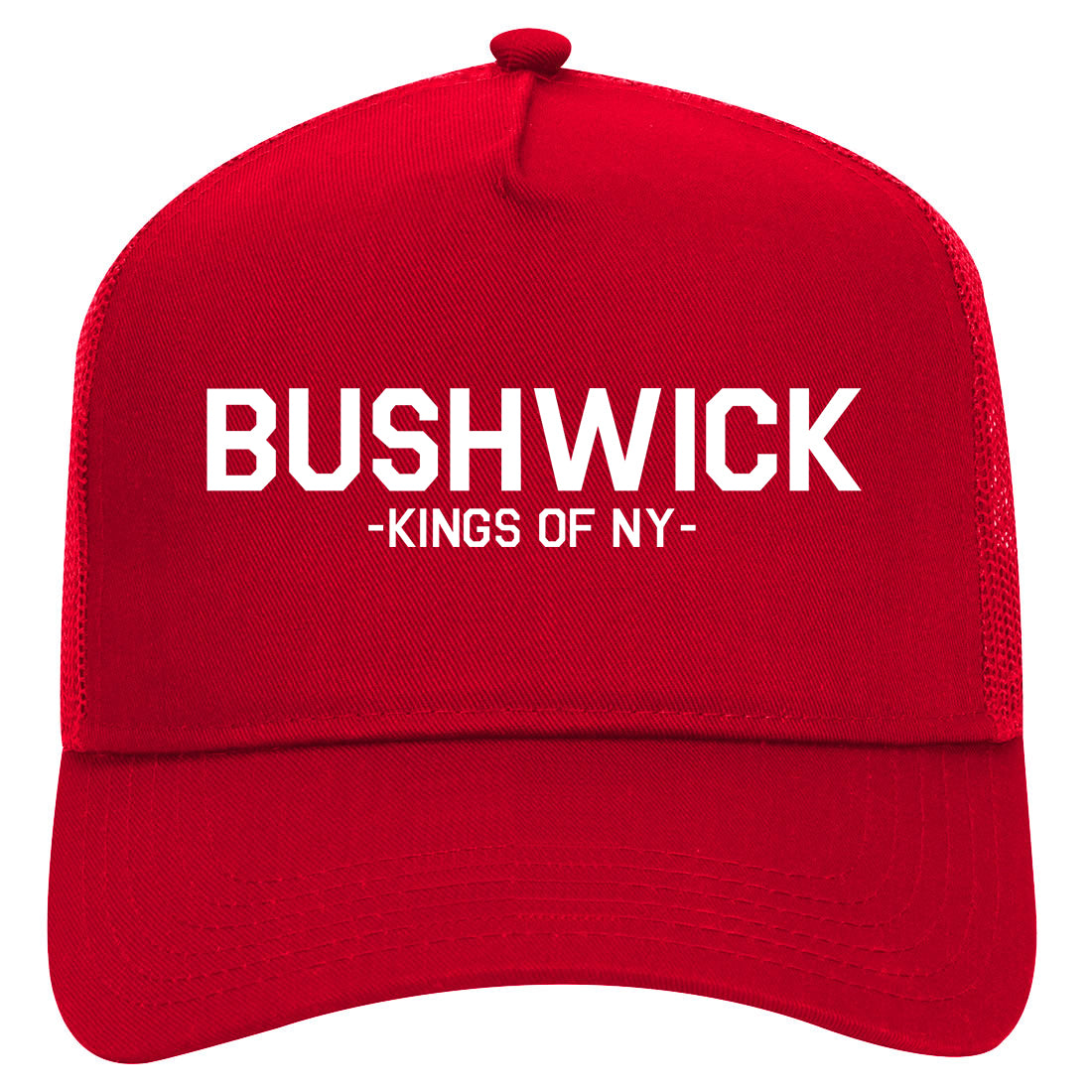 Bushwick Brooklyn Kings Of NY Mens Mesh Trucker Hat Red
