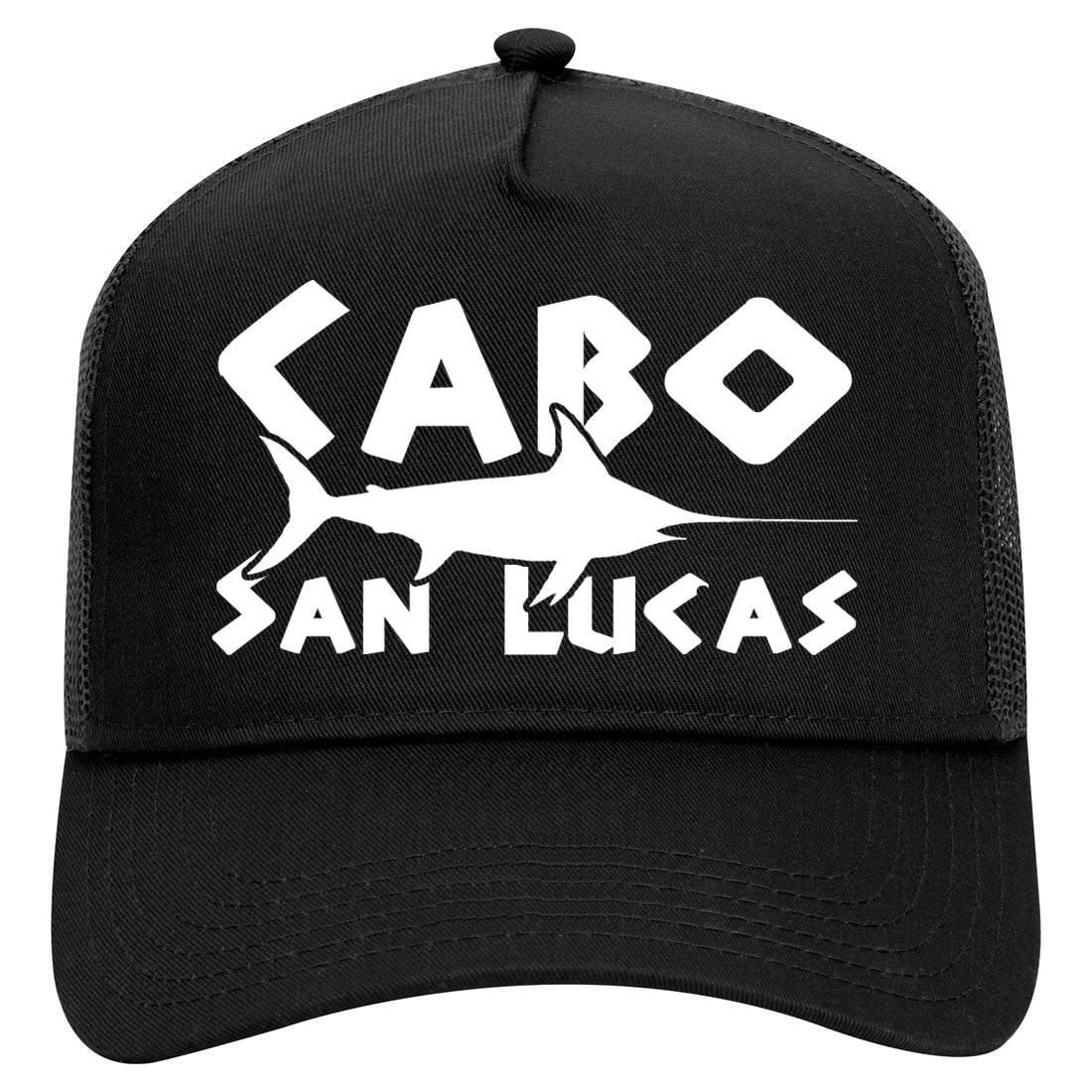 Cabo San Lucas Mexico Swordfish Mens Mesh Trucker Hat Black
