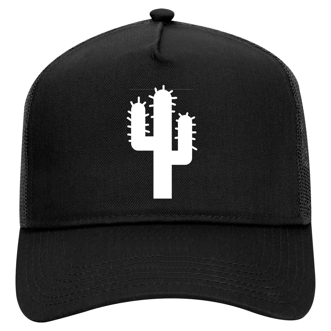 Cactus Logo Mens Mesh Trucker Hat Black
