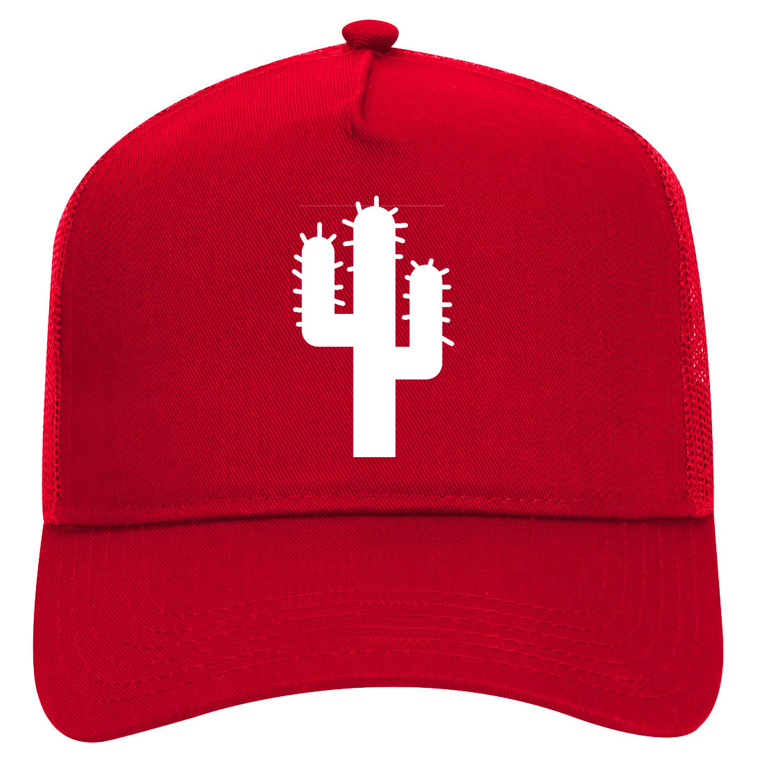 Cactus Logo Mens Mesh Trucker Hat Red