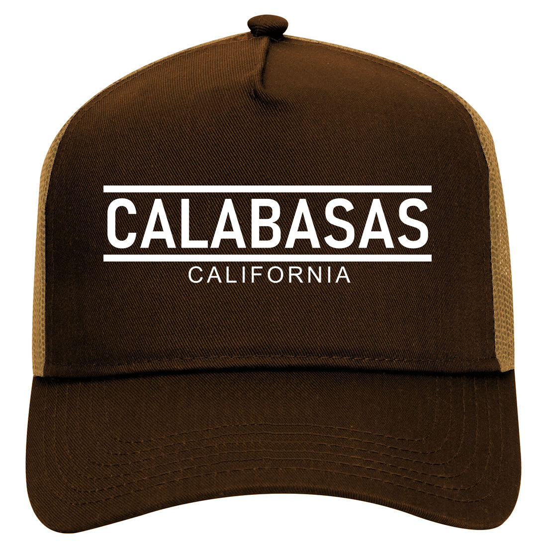 Calabasas California City Lines Mens Mesh Trucker Hat Brown