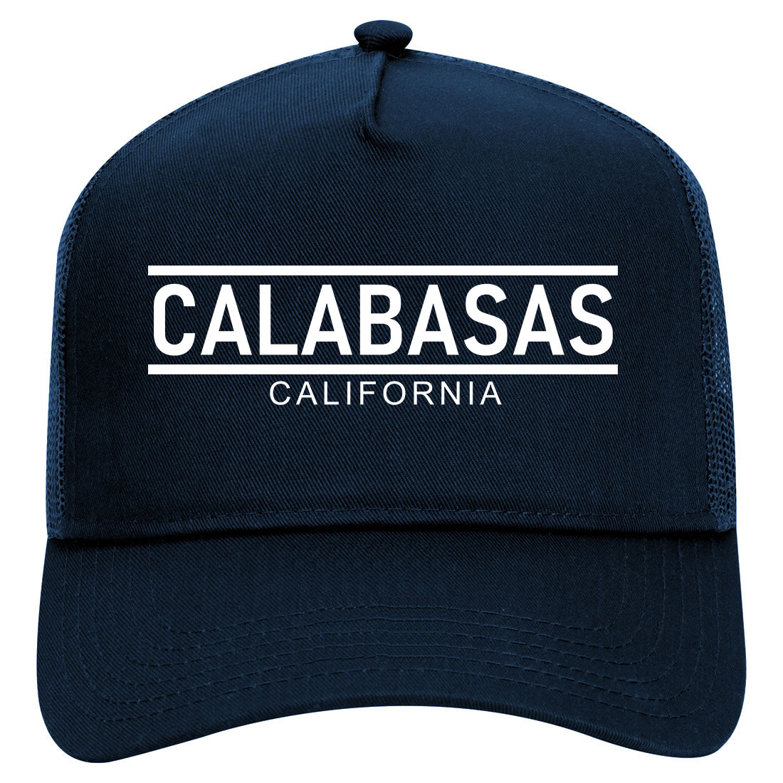 Calabasas California City Lines Mens Mesh Trucker Hat Navy Blue