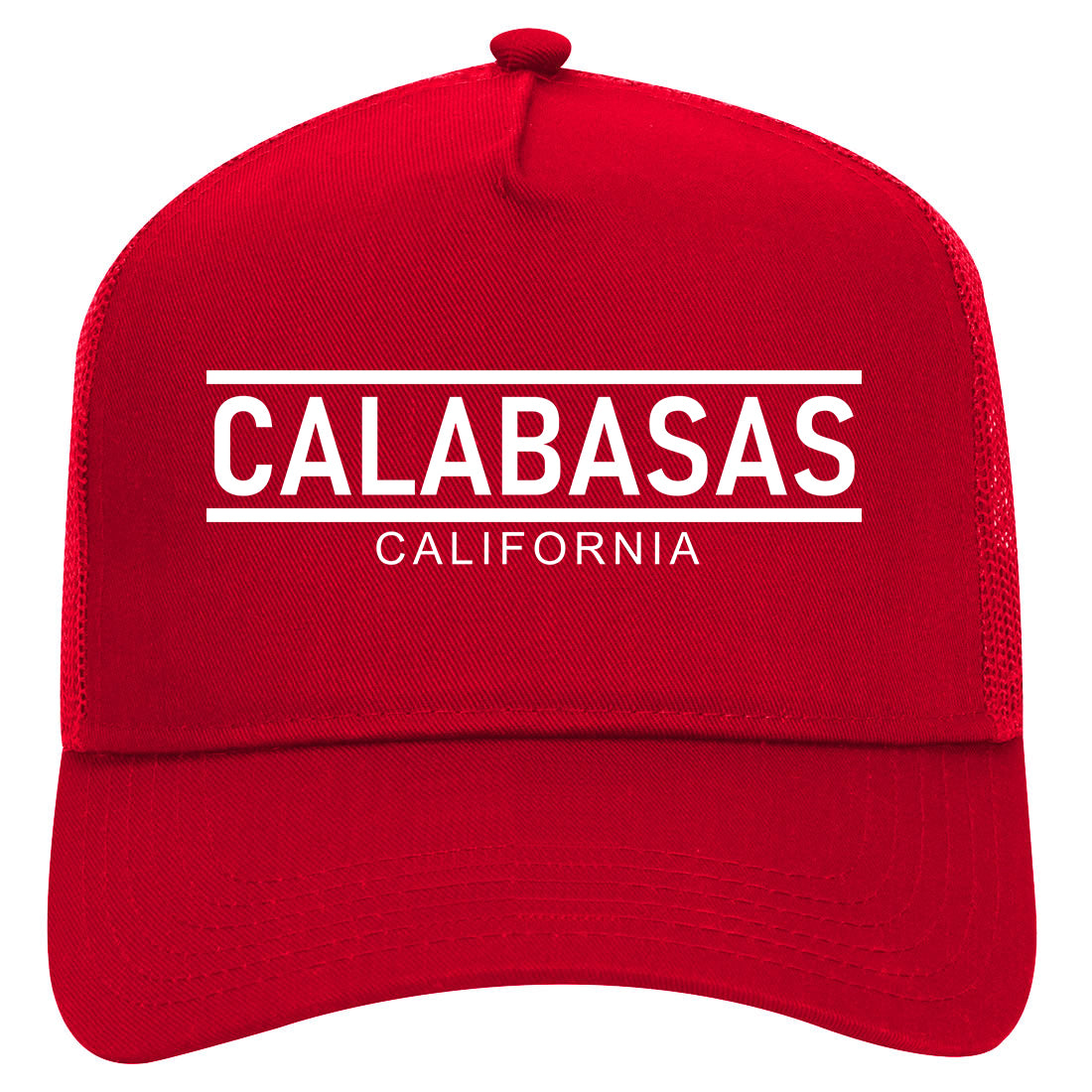 Calabasas California City Lines Mens Mesh Trucker Hat Red