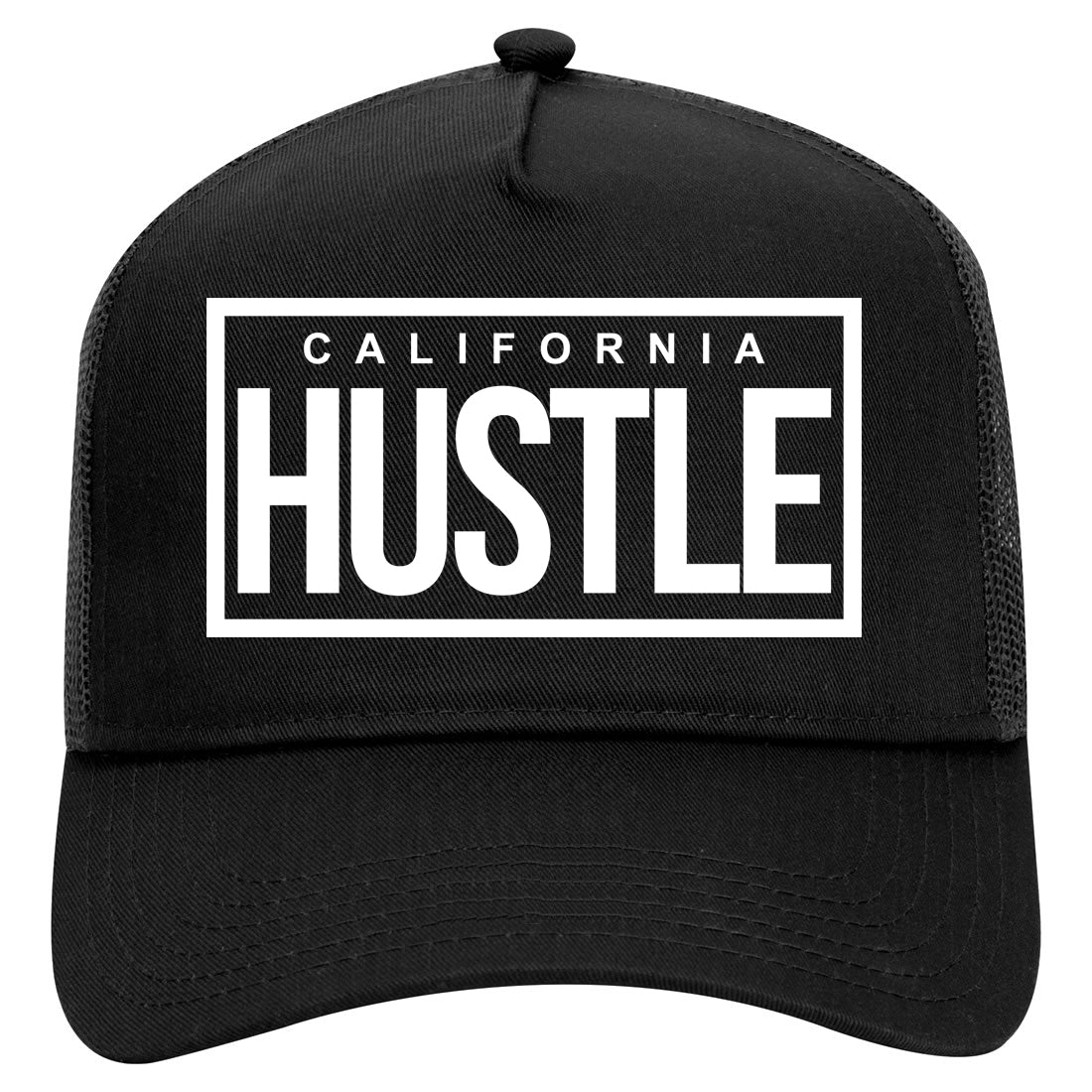California Hustle Mens Mesh Trucker Hat Black