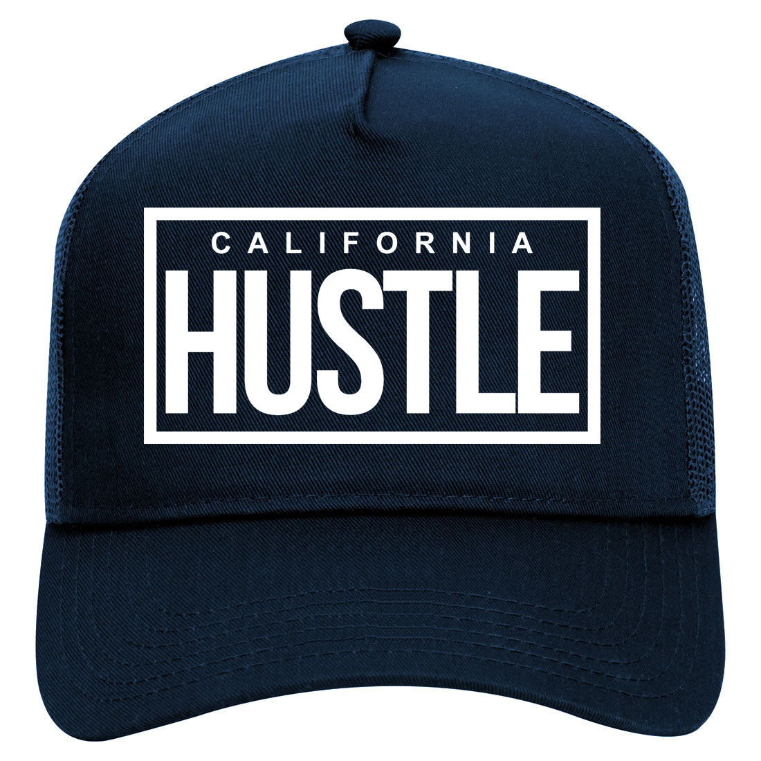 California Hustle Mens Mesh Trucker Hat Navy Blue