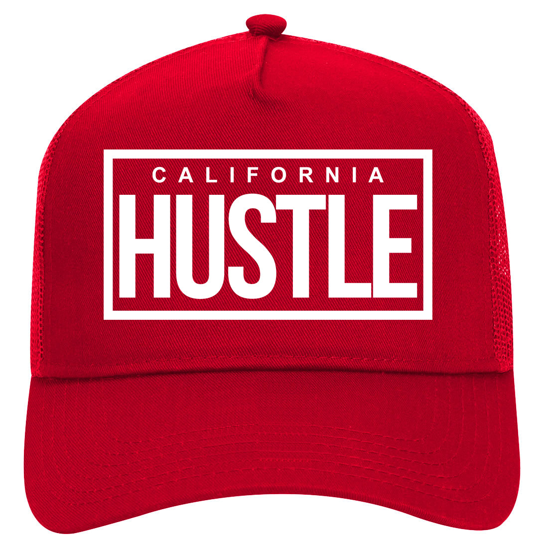 California Hustle Mens Mesh Trucker Hat Red