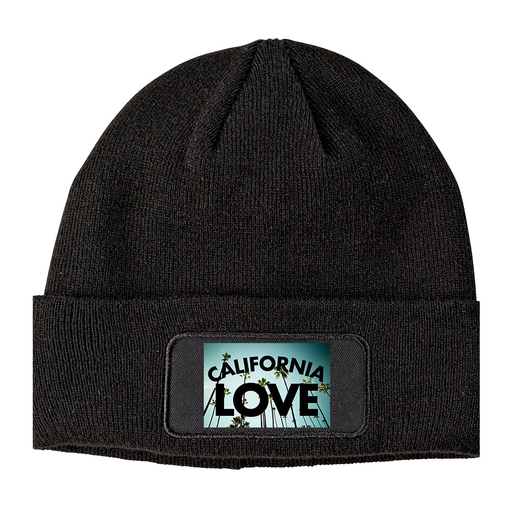 California Love Palm Trees Winter Knit Adult Beanie Hat Black