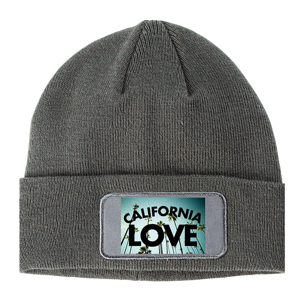 California Love Palm Trees Winter Knit Adult Beanie Hat Grey