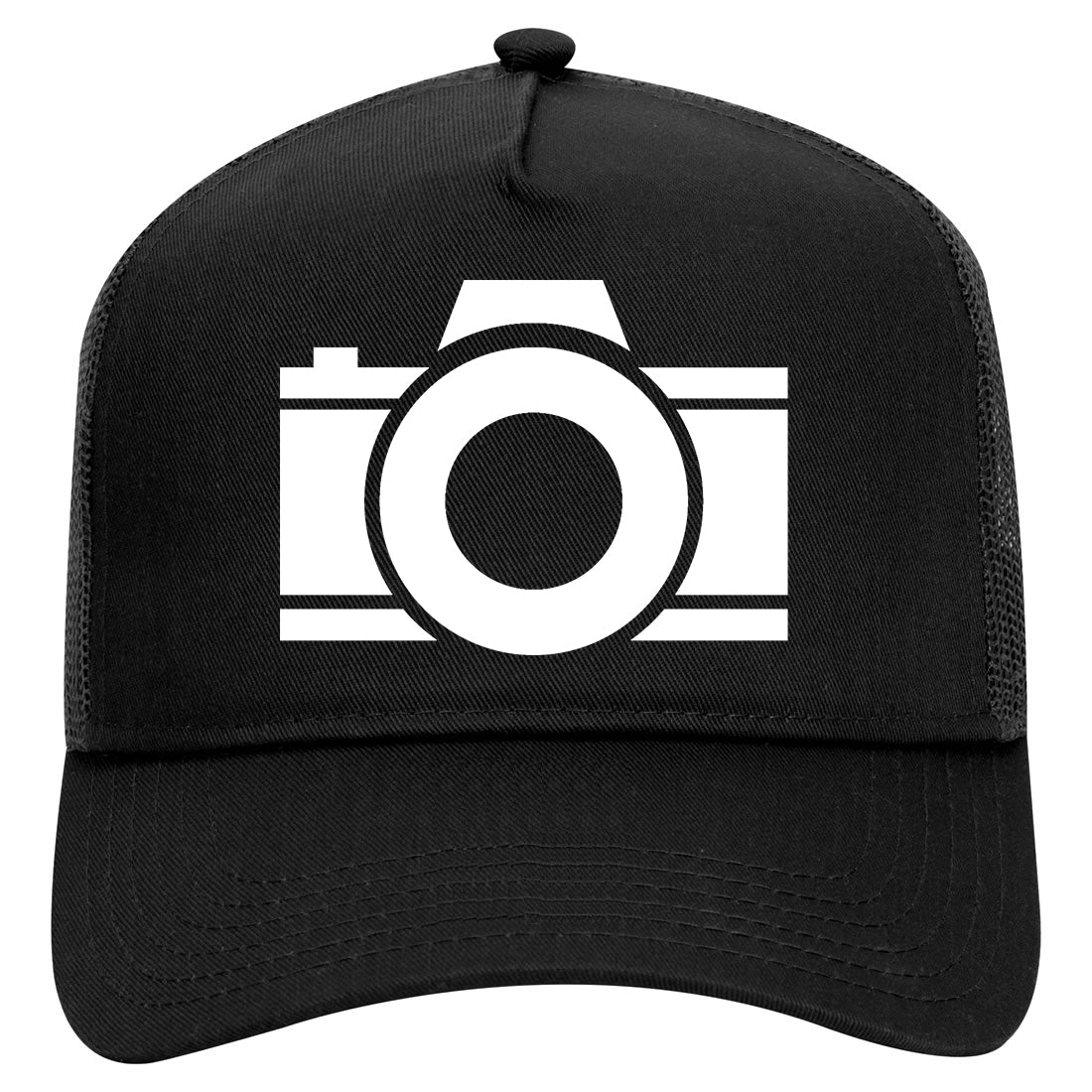 Camera Photographer Mens Mesh Trucker Hat Black