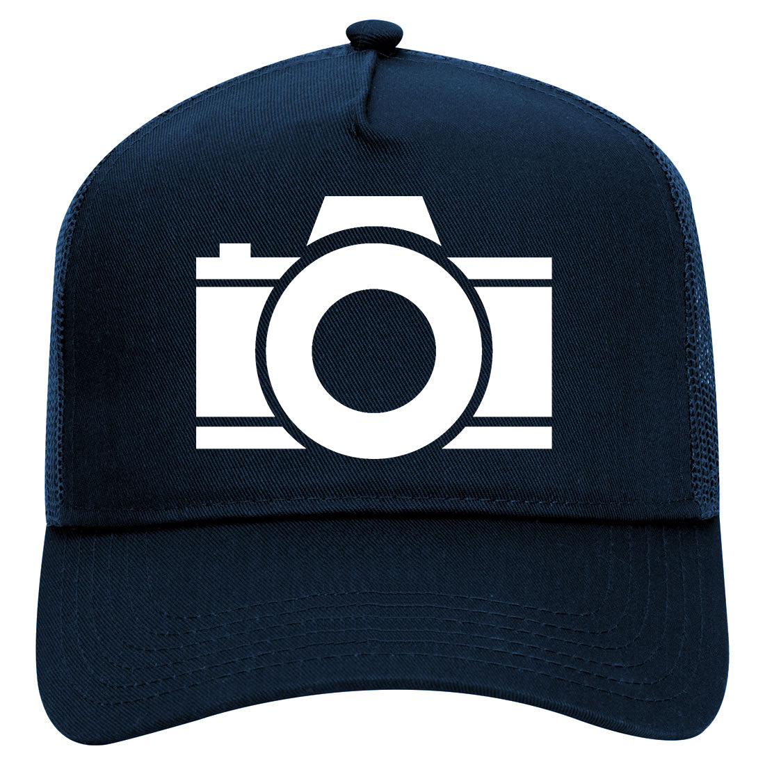 Camera Photographer Mens Mesh Trucker Hat Navy Blue