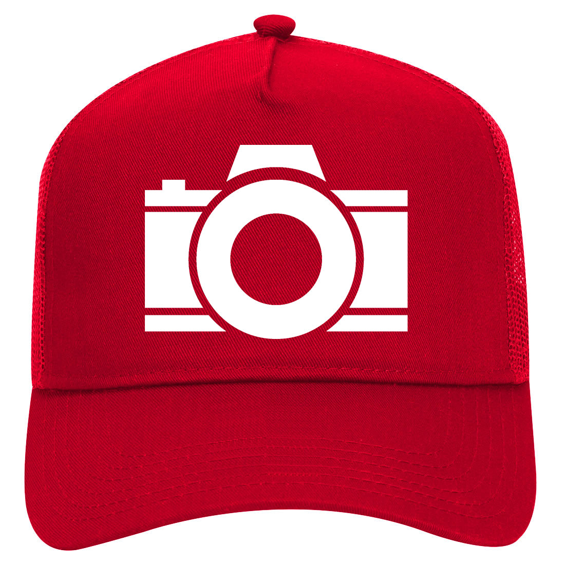 Camera Photographer Mens Mesh Trucker Hat Red