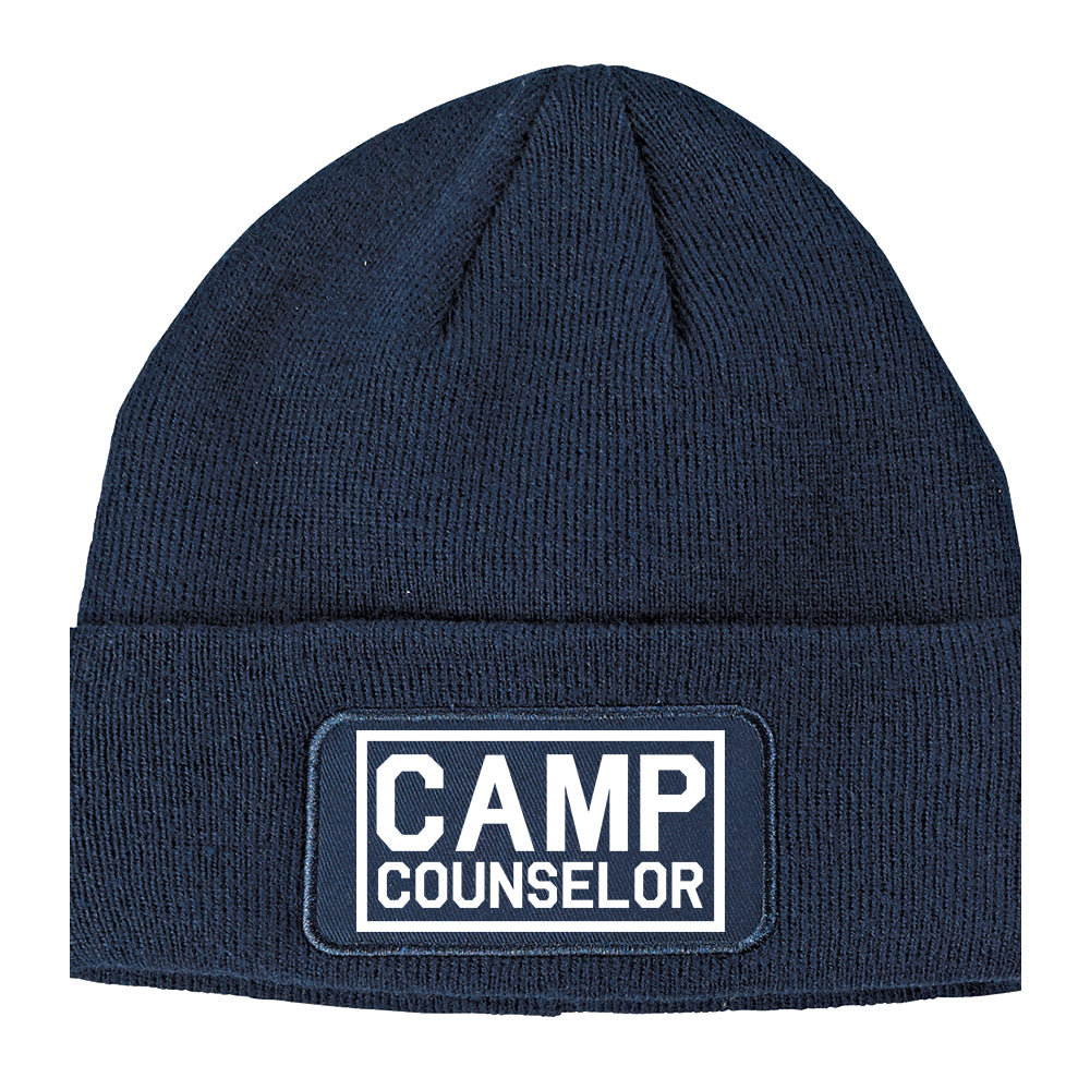 Camp Counselor Winter Knit Adult Beanie Hat Navy Blue