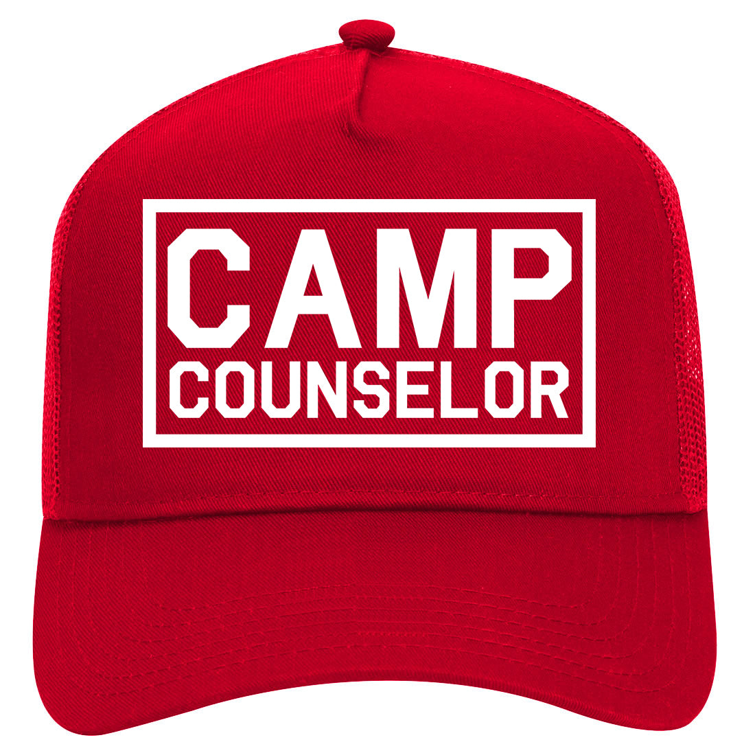 Camp Counselor Mens Mesh Trucker Hat Red