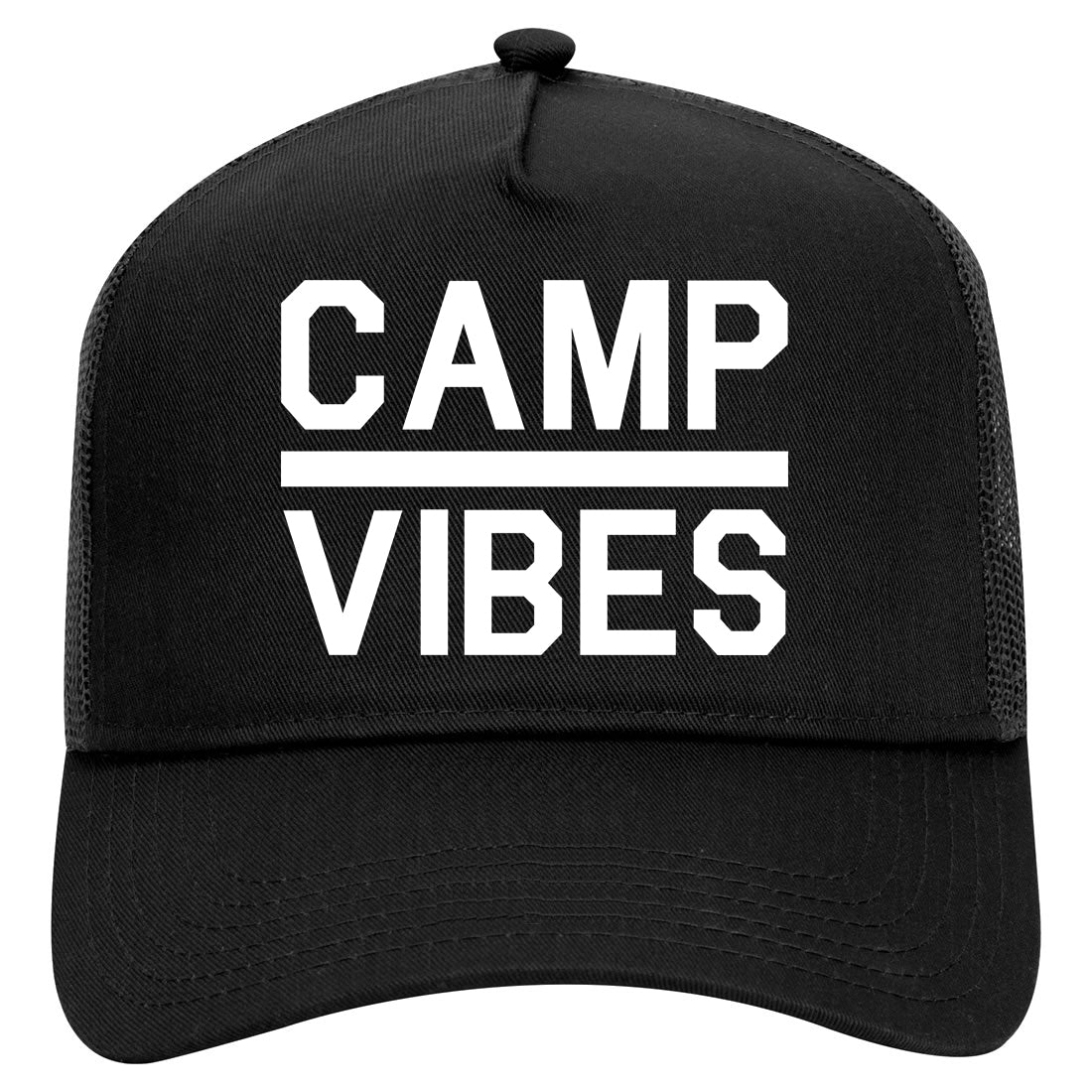 Camp Vibes Mens Mesh Trucker Hat Black