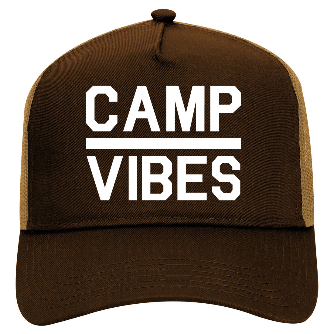 Camp Vibes Mens Mesh Trucker Hat Brown