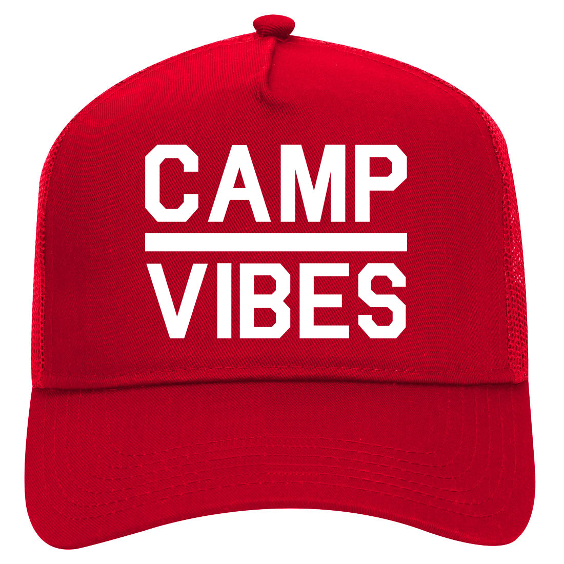 Camp Vibes Mens Mesh Trucker Hat Red