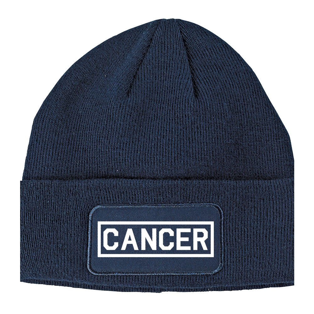 Cancer Horoscope Sign Winter Knit Adult Beanie Hat Navy Blue